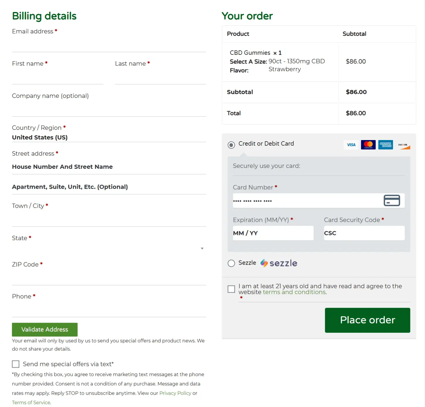 LifeWater Hydrogen Bottle checkout page